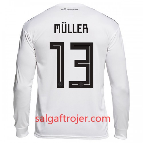 Tyskland Fodboldtrøjer Muller 13 Hjemmebanesæt VM 2018 Langærmet Tyskland Fodboldtrøjer Muller 13 Hjemmebanesæt VM 2018 Langærmet